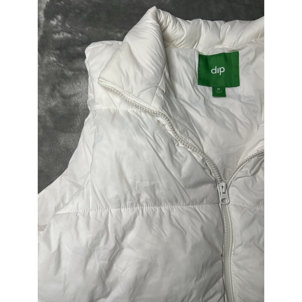 dip Women's White Insulated Puffer Vest Full Zip Collared Sleeveless M - Picture 3 of 16